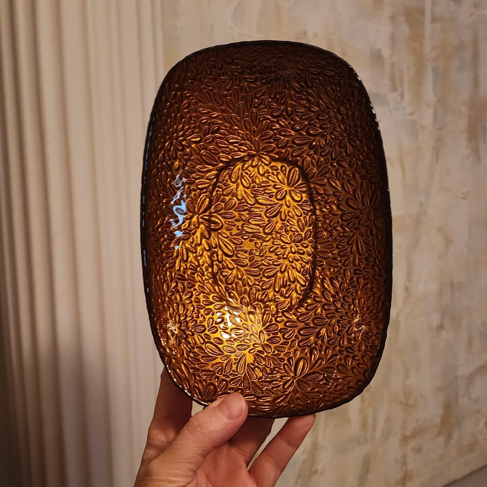 Bronze trinket bowl accent piece glass made in Turkey